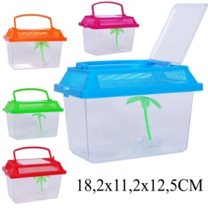 AQUARIUMS 18.2 (L) X 11.2 X 12.5 (H) CM 5 CLRS : ROUGE, BLEU, VERT, ORANGE ET ROSE