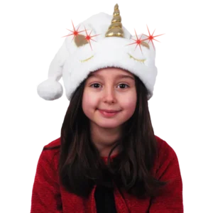 BONNET BLANC LICORNE LUMINEUX