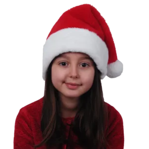 BONNET DE NOEL PELUCHE ROUGE AVEC POMPON ENFANT