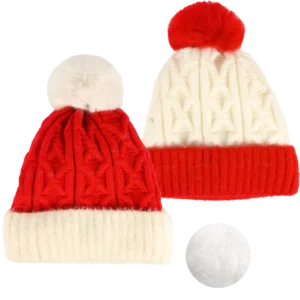 BONNET MAILLE ROUGE ET BLANC ENFANT 2ASS