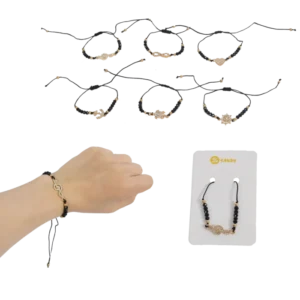 BRACELET PERLES NOIRES FANTAISIE 6ASS