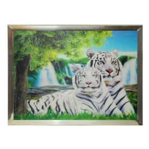 CADRE 3D 30X40CM DECOR TIGRES BLANCS