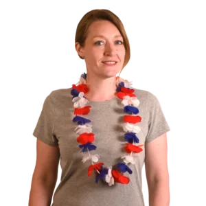 COLLIER FLEURS BLEU BLANC ROUGE 105CM