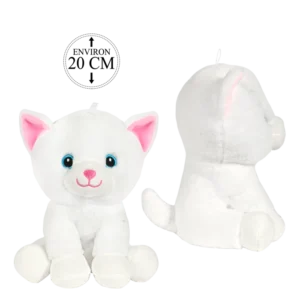 PELUCHE CHAT BLANC ASSIS 20CM