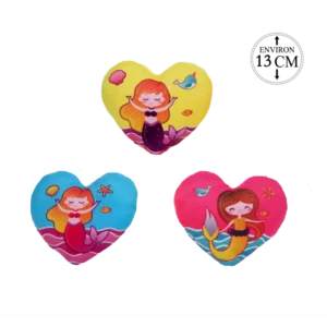 PELUCHE FORME COEUR MOTIF SIRENES 13CM