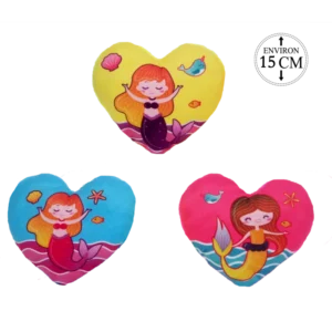 PELUCHE FORME COEUR MOTIF SIRENES 15CM
