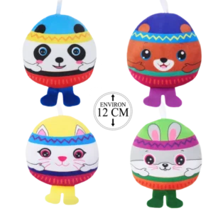 PELUCHE OVALE ANIMAUX 12CM