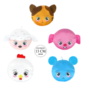 PELUCHE RONDE DECOR ANIMAUX 13CM