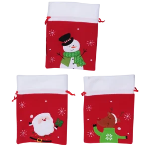 POCHONS FEUTRINE ROUGE BORDS BLANCS 3ASS 18 x 26 cm