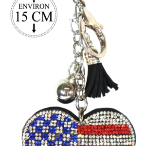 PORTE CLE COEUR STRASS US
