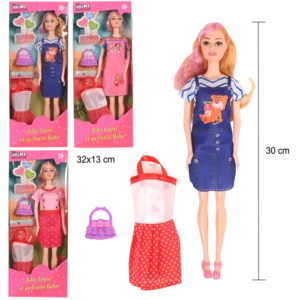 POUPEE AVEC ROBE ET ACCESSOIRES