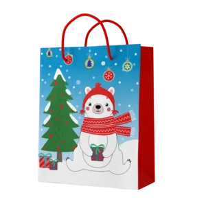 SAC BLEU OURS SAPIN 22,5*19*10cm (scol 50)