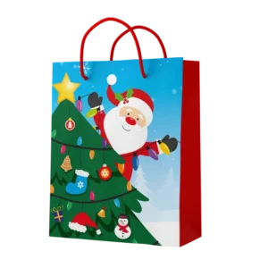 SAC PAPIER 22,5*19*10cm PERE NOEL ET SAPIN (scol 50)