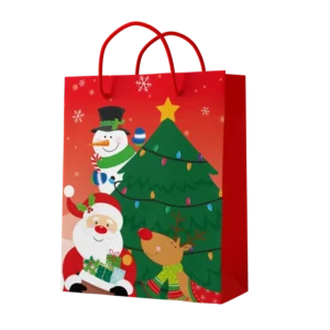 SAC PAPIER 22,5*19*10cm ROUGE NOEL (scol 50)