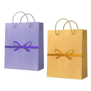 SAC PAPIER 22,5*19*10cm 2ASS MAUVE ET JAUNE (scol 50)