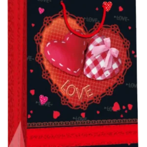 SAC PAPIER 26.5x23x10CM LOVE COEURS