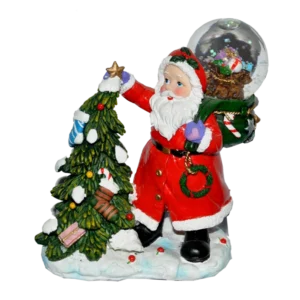 STATUT PERE NOEL AVEC BOULE A NEIGE